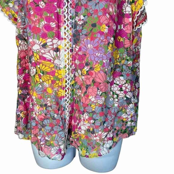 Kate‎ Spade Floral Dots Burnout Blouse in Pink Multicolor Size XS - Picture 4 of 10